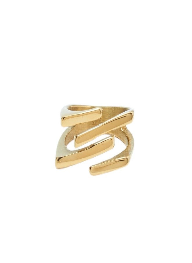 SALTY Anti Tarnish Nectar Gold Finger Ring for Women | Fancy Jewellery Design | Latest Fashion Accessories for Girls | Minimal Jewelry (Size - 17) | Marriage, Birthday | Gift for Valentine Day - Image 1