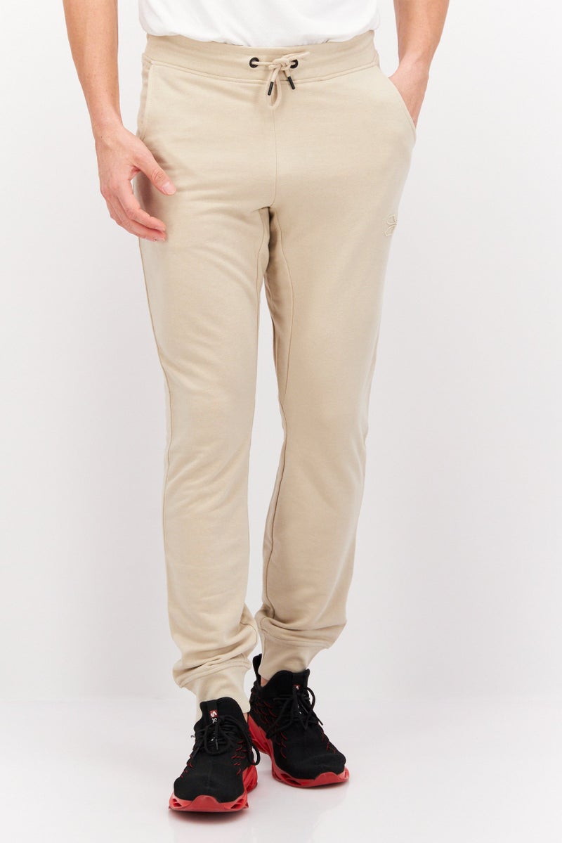 CROSSHATCH Men Regular Fit Embroidered Logo Jogger Pants, Beige - Image 1