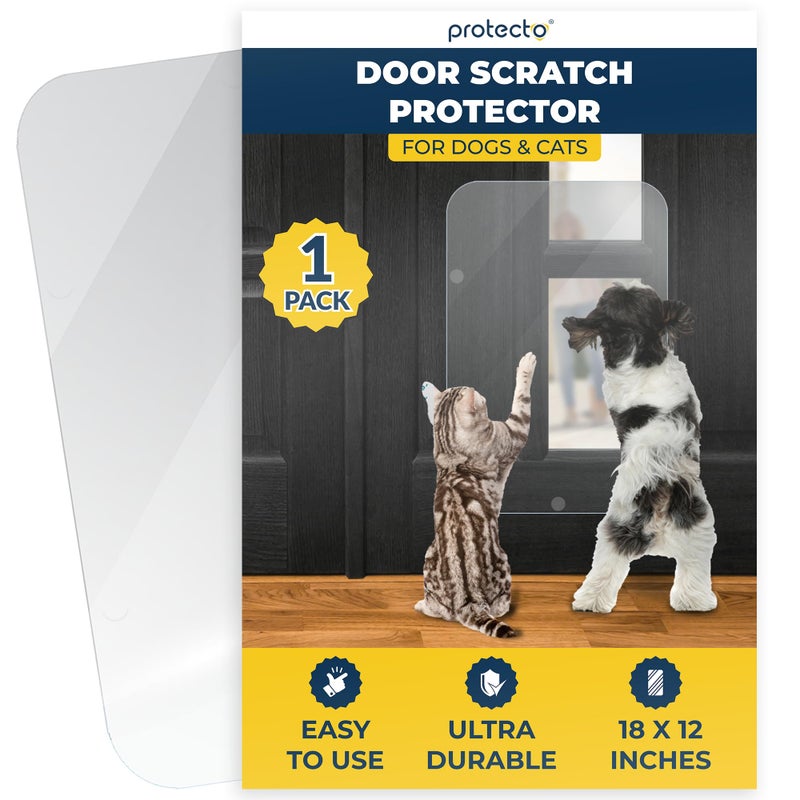 PROTECTO 18x12 Door Protector from Dog Scratching Cat Dog Scratch Guard for IndoorOutdoor Use Easy Install on Doors Walls Glass Screens