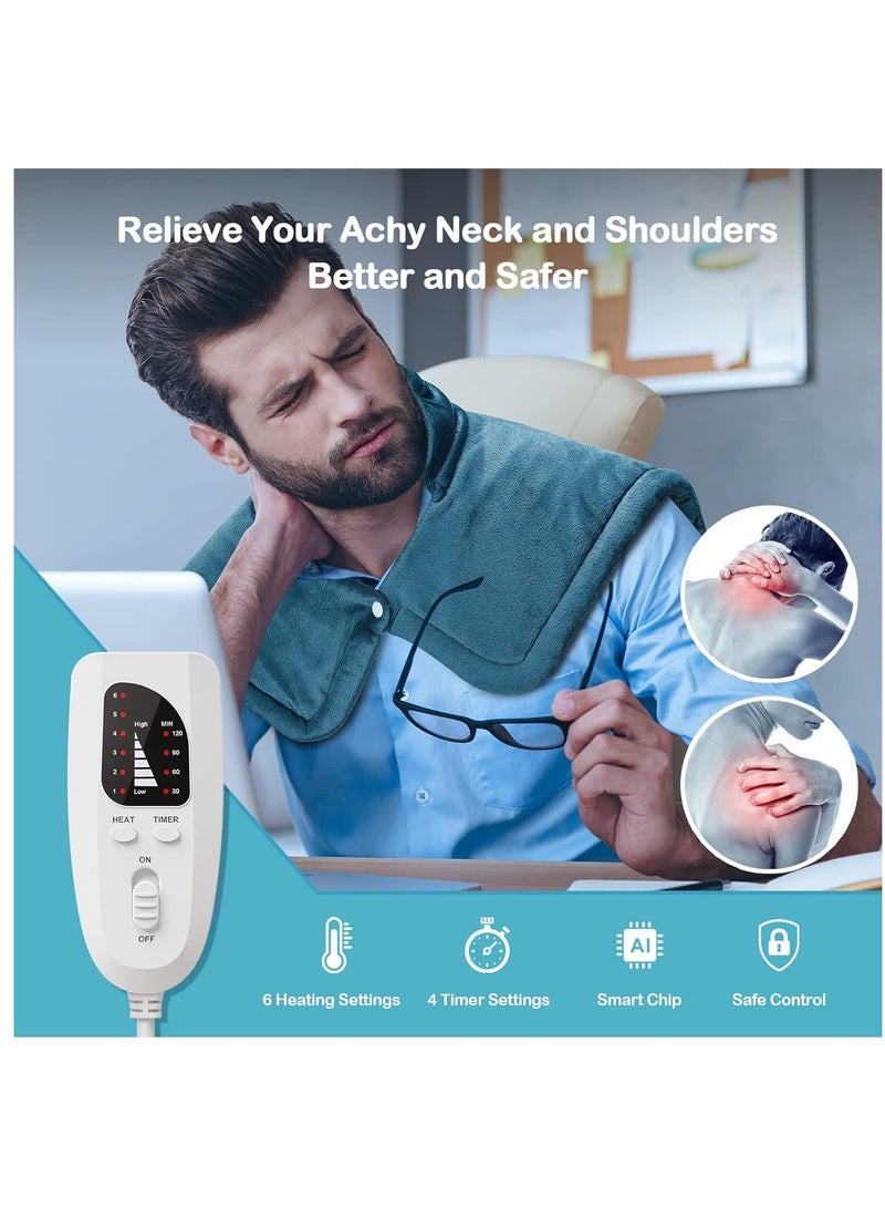 Lowyam Heating Pad for Neck and Shoulder 2lb Weighted Heating Pad for Sore Neck and Shoulder 6 Heat Options 4 Auto-Off Timer，Suitable for adult men and women, a healthy gift for mom and dad. - Image 2