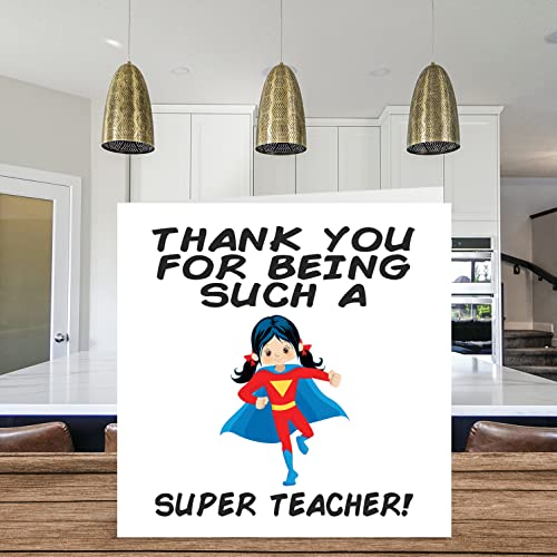 Stuff4 Teacher Thank You Cards - Super Teacher Female - Thankyou Cards for Teacher Her or Him, Humorous Teacher Appreciation Card, 5.7 x 5.7 Inch Thank You Greeting Cards for Teachers Gifts - Image 3