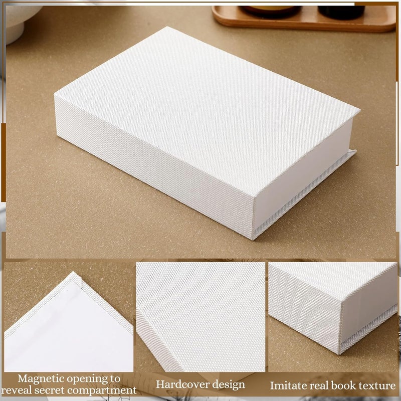Tioncy 3 Pcs Fake Book Box Neutral Linen Book Box Decorative Faux Prop Storage for Farmhouse Home Decor shelf Table Card Photo DIY Keepsake Gift(Multi Sizes,White) - Image 3