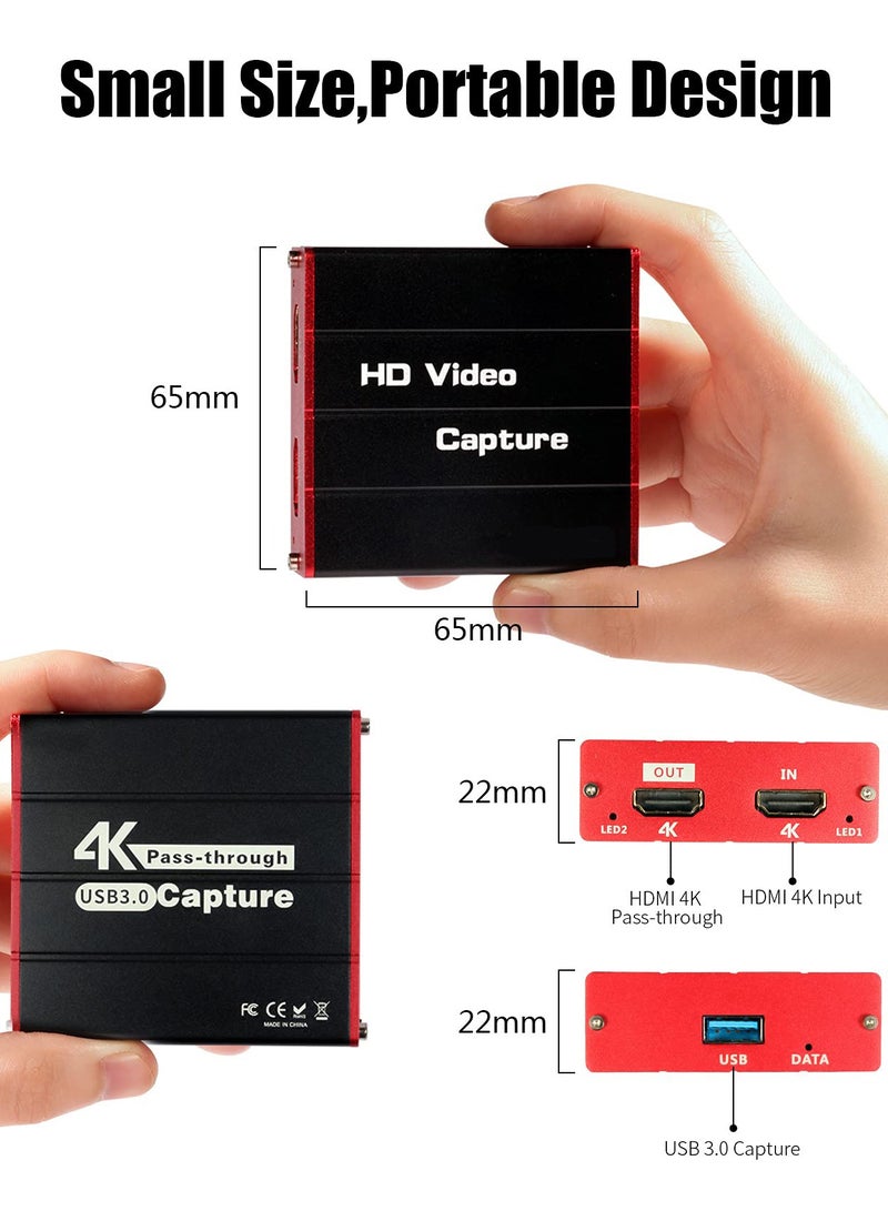 Zikra Capture Card for streaming Recording, USB3.0 HDMI Game Video Capture Card, 4 K HDMI Pass-through, for PS5/PS4/Camera/DSLR/Xbox, Support Windows Mac, Superior Low Latency - Image 5
