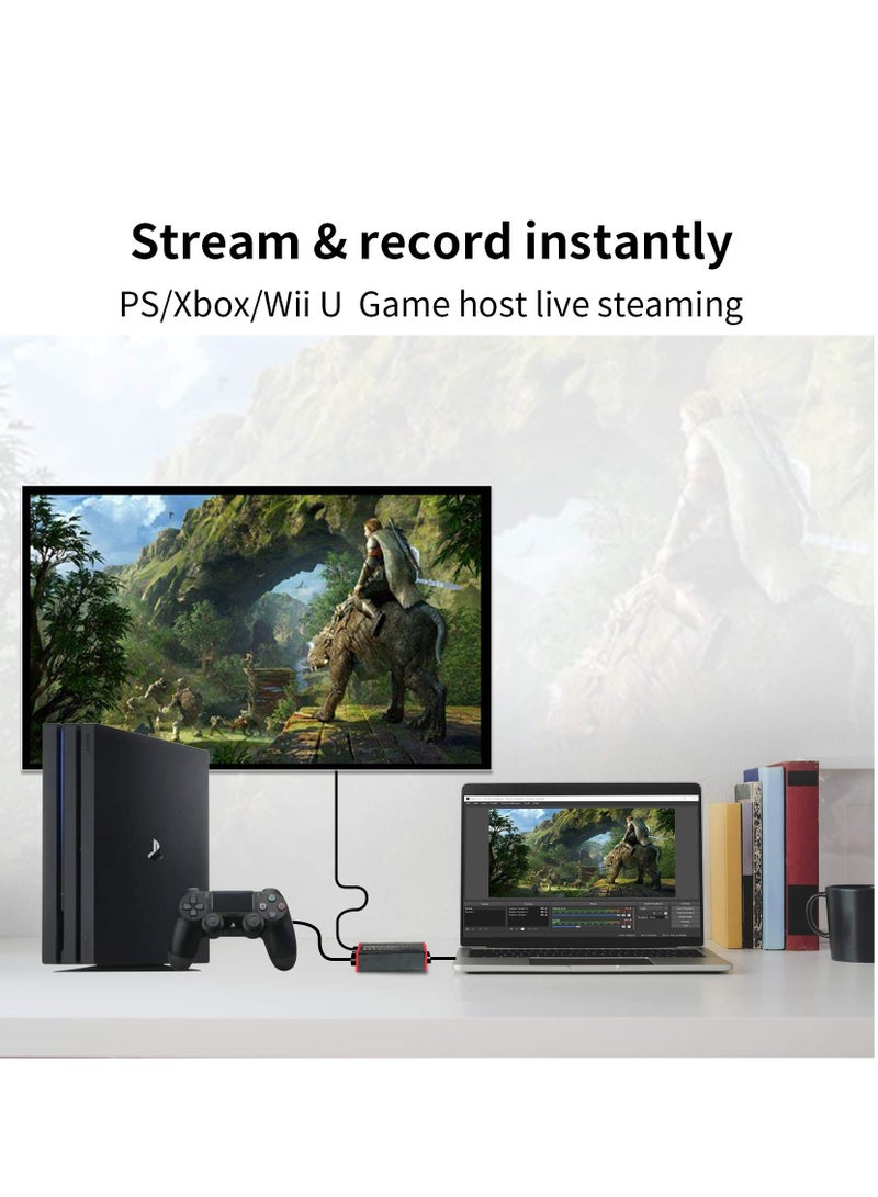 Zikra Capture Card for streaming Recording, USB3.0 HDMI Game Video Capture Card, 4 K HDMI Pass-through, for PS5/PS4/Camera/DSLR/Xbox, Support Windows Mac, Superior Low Latency - Image 2