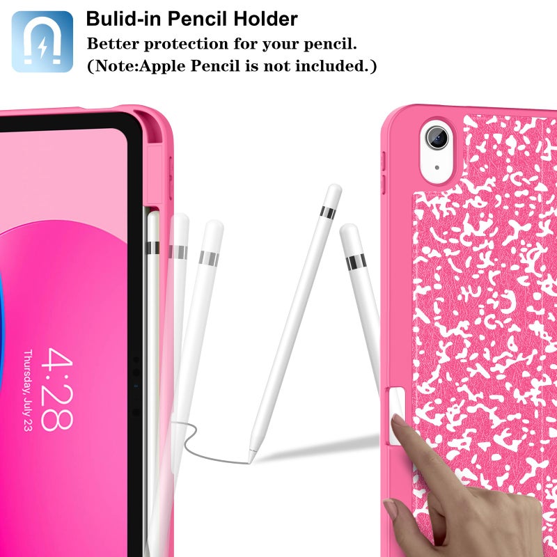 Supveco Case for iPad (A16) 11th Generation 11 inch (2025),iPad 10th Generation 10.9 inch (2022) with Pencil Holder-[Auto Wake/Sleep],Premium Folio Stand Case with Soft TPU Back Cover-Hot Pink - Image 3