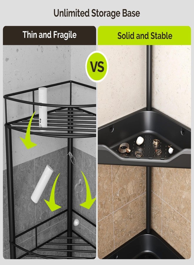Orimade Rustproof 4 Tier Floor Standing Corner Shower Caddy Organizer, Plastic Metal Splicing Floor Corner Shelf Rack Storage Stands for Bathroom,10.8 x 10.8 x 44.6 inches, Black - Image 4