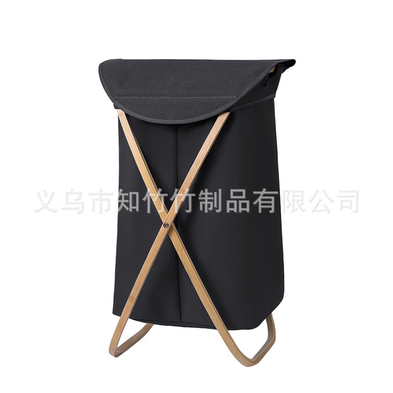 Simple Ins Japanese Style Dirty Clothes Basket Folding Dirty Clothes Basket Bamboo Home Oxford Cloth Laundry Basket X Dirty Clothes Storage Basket - Image 5