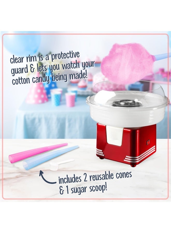 Cotton Candy Machine, Retro Cotton Candy Maker for Kids with 10 Skewers, 1 Cotton Swab & 1 Scoop, Premium Candy Floss Maker 500w, 32cm x32cm - Image 2