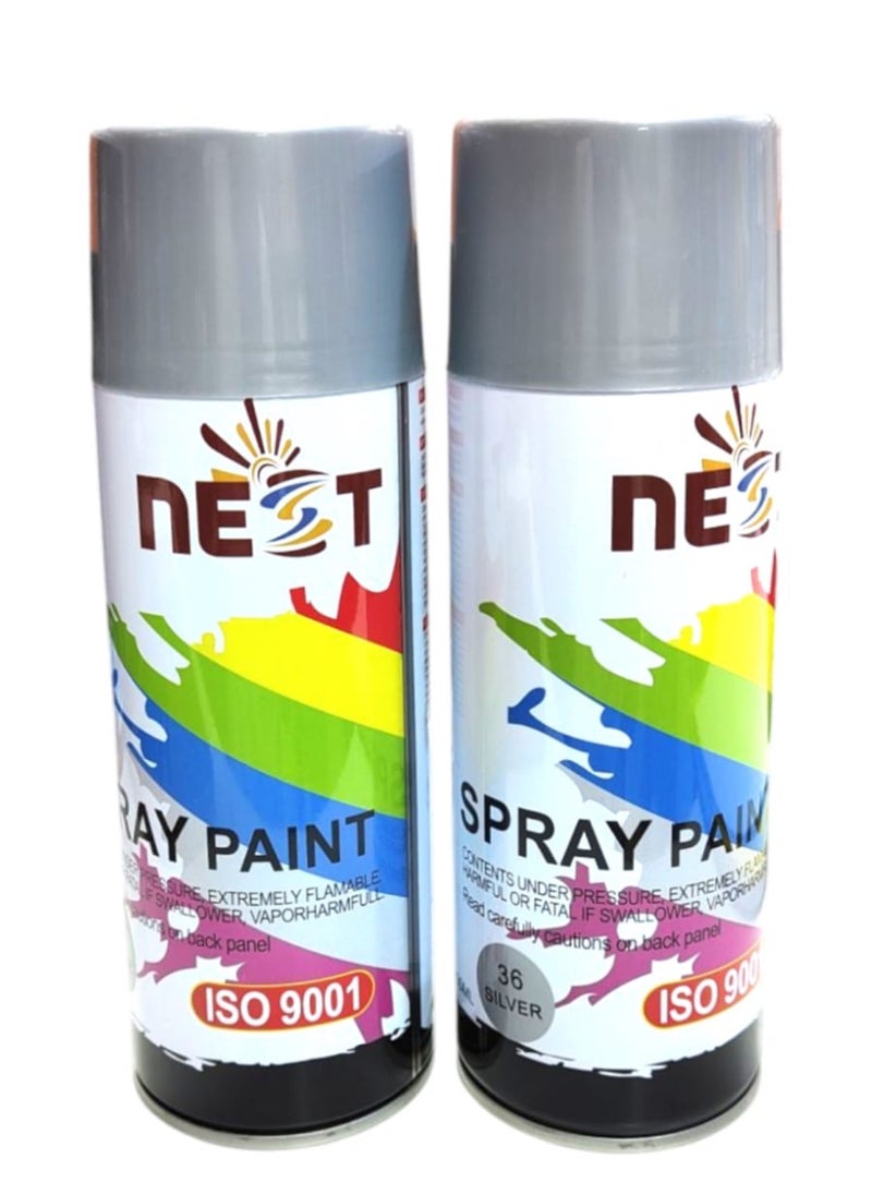Nest "NEST SILVER Spray Paint - 400ml, Multipurpose, Fast Drying, High Gloss Finish  - Image 1