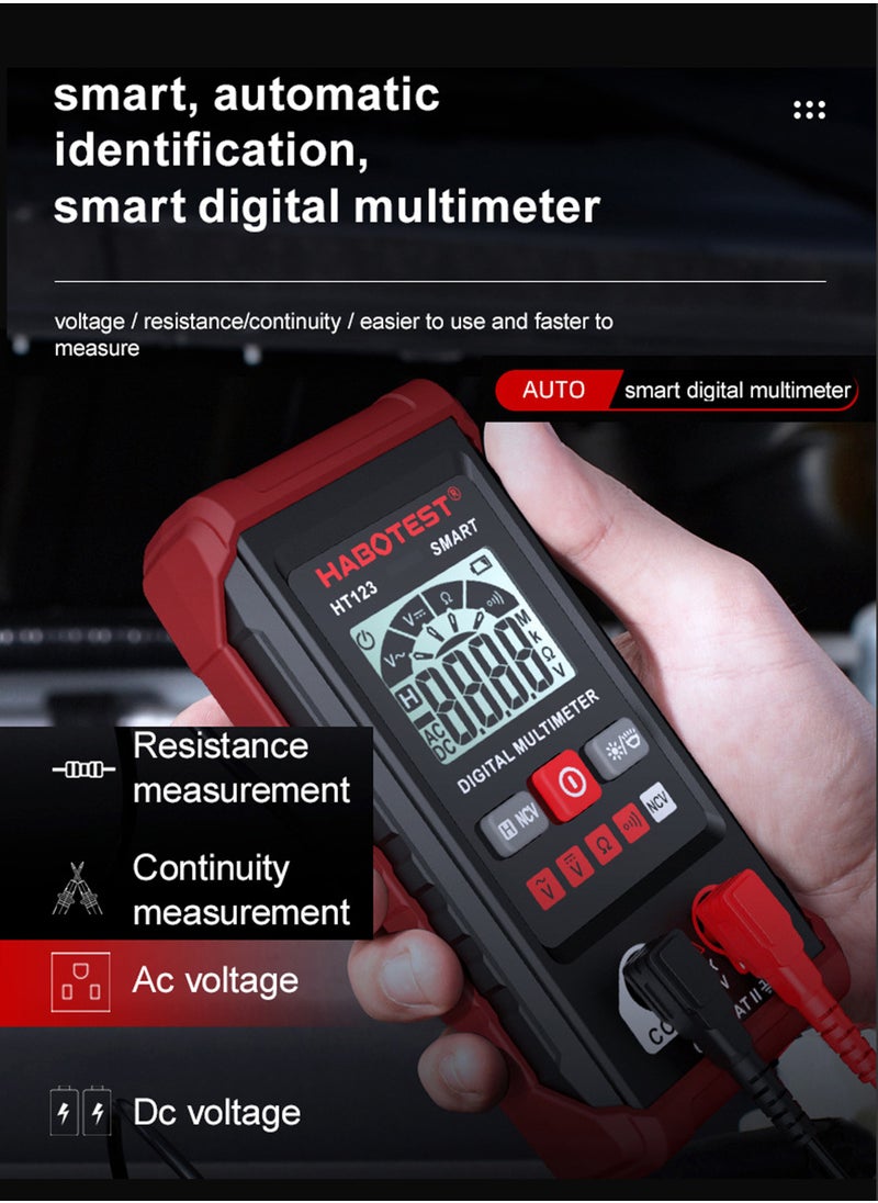 HABOTEST - Digital Multimeter, Smart Auto-Ranging Voltmeter, Resistance Continuity Measurement, AC/DC Voltage, LCD Display, LED Flashlight, Voltage Tester with Non-Contact Voltage Function - Image 1