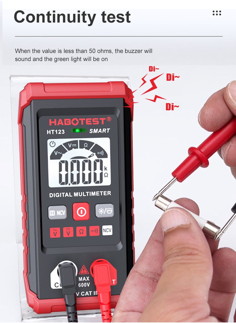 HABOTEST - Digital Multimeter, Smart Auto-Ranging Voltmeter, Resistance Continuity Measurement, AC/DC Voltage, LCD Display, LED Flashlight, Voltage Tester with Non-Contact Voltage Function - Image 1
