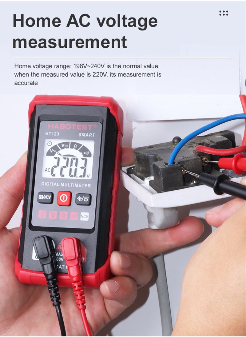 HABOTEST - Digital Multimeter, Smart Auto-Ranging Voltmeter, Resistance Continuity Measurement, AC/DC Voltage, LCD Display, LED Flashlight, Voltage Tester with Non-Contact Voltage Function - Image 1