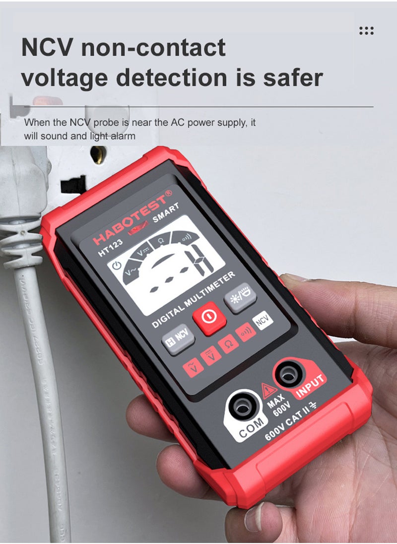 HABOTEST - Digital Multimeter, Smart Auto-Ranging Voltmeter, Resistance Continuity Measurement, AC/DC Voltage, LCD Display, LED Flashlight, Voltage Tester with Non-Contact Voltage Function - Image 1