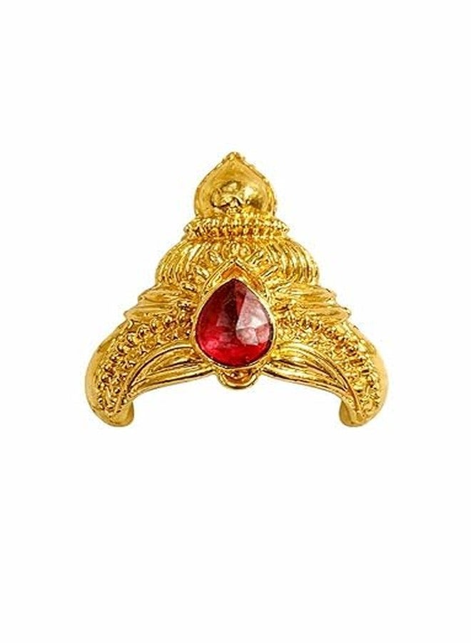 Red Stone Gold Keeritam Crown | Traditional Temple Jewelry | RED stone KEERITAM Height 6 cm, Width 6.5 cm | S - 42