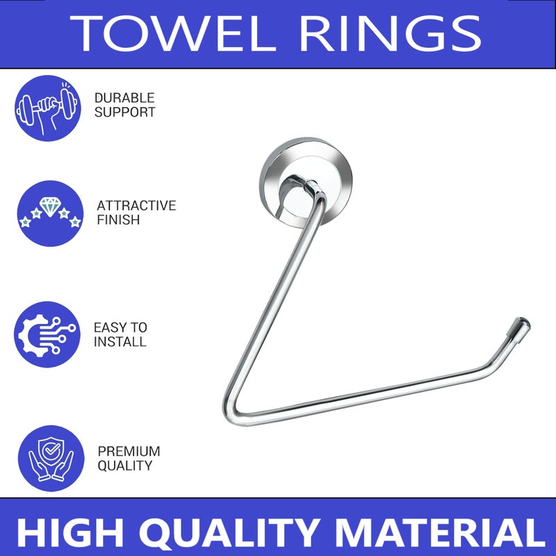 Growfynd Stainless Steel 304 Grade Chrome Finished Round Napkin Ring/Towel Ring/Napkin Holder/Towel Hanger/Towel Holder for Bathroom/Kitchen/Wash Basin Half Triangle (Pack of 4) - Image 2