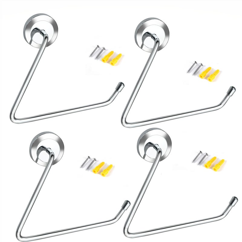 Growfynd Stainless Steel 304 Grade Chrome Finished Round Napkin Ring/Towel Ring/Napkin Holder/Towel Hanger/Towel Holder for Bathroom/Kitchen/Wash Basin Half Triangle (Pack of 4) - Image 1