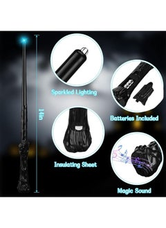 Jerify Jerify 10 Pieces Light up Wizard Wands Sound Illuminating Toy Wand 14.6 Inch Witch Wand for Kids Halloween Birthday Gifts Cosplay Party Costume Accessories (Black)  - Image 3