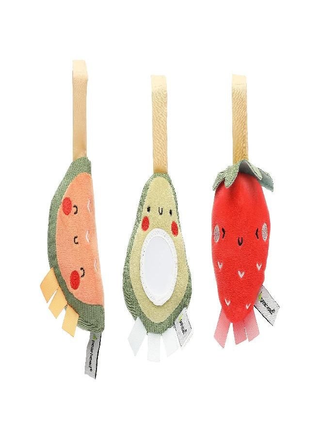 pearhead Pearhead Fruit Stroller Toys, Plush Baby Travel Car Seat Toy Set, Baby Hanging Toys, Gender-Neutral Baby Travel Accessories, Set of 3  - Image 4