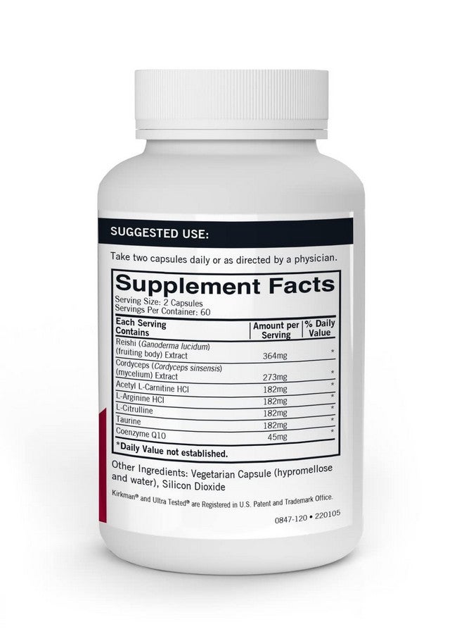 Kirkman - Mushroom Energy & Endurance - 120 Capsules - Promotes Sustained Cellular Energy Production - Hypoallergenic - Hypoallergenic - Image 2