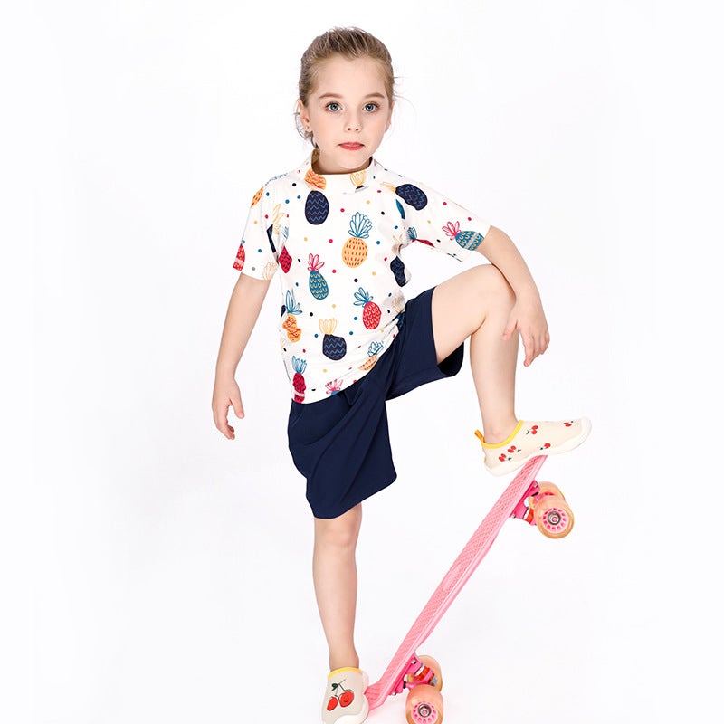 Children's Casual Beach Clothes Short-sleeved Girls' Middle and Big Children's Split Sunscreen Swimsuit Loose Beach Pants for Vacation - Image 4