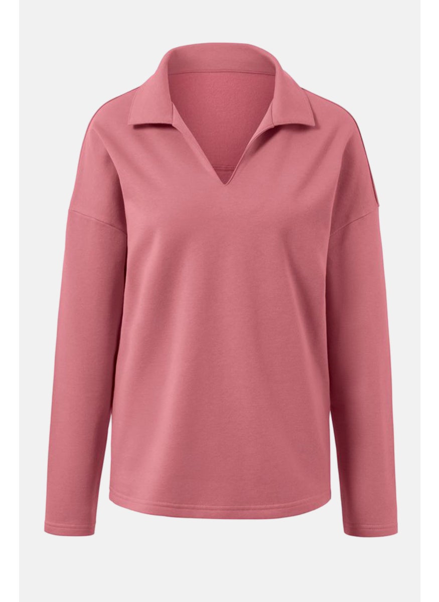 Tchibo Women Regular Fit Plain Long Sleeves Sweatshirt, Rose Wood  - Image 3
