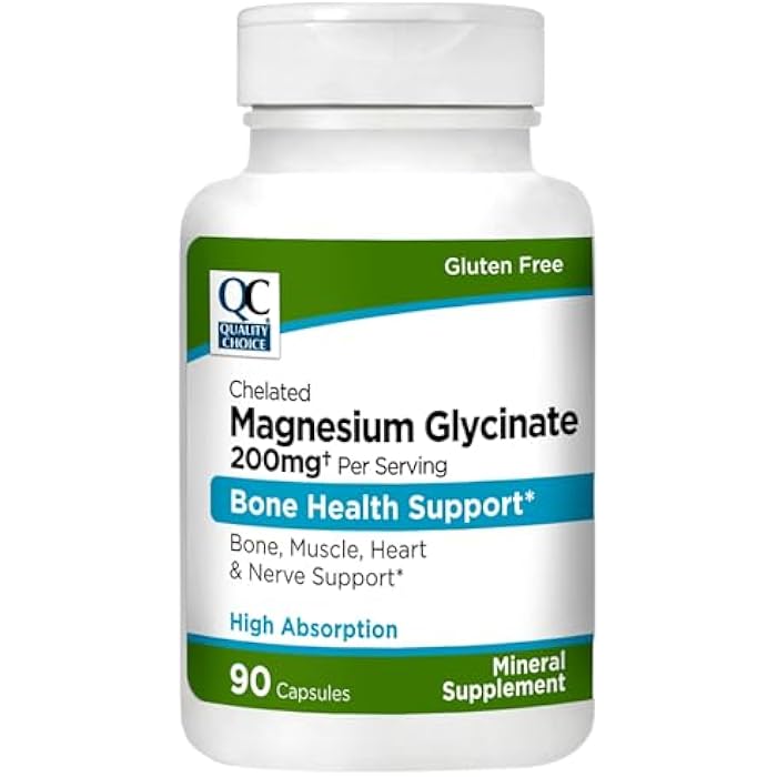 Quality Choice Magnesium Glycinate 200 mg - Bone, Muscle, Heart & Nerve Support, 90 Capsules - Image 1