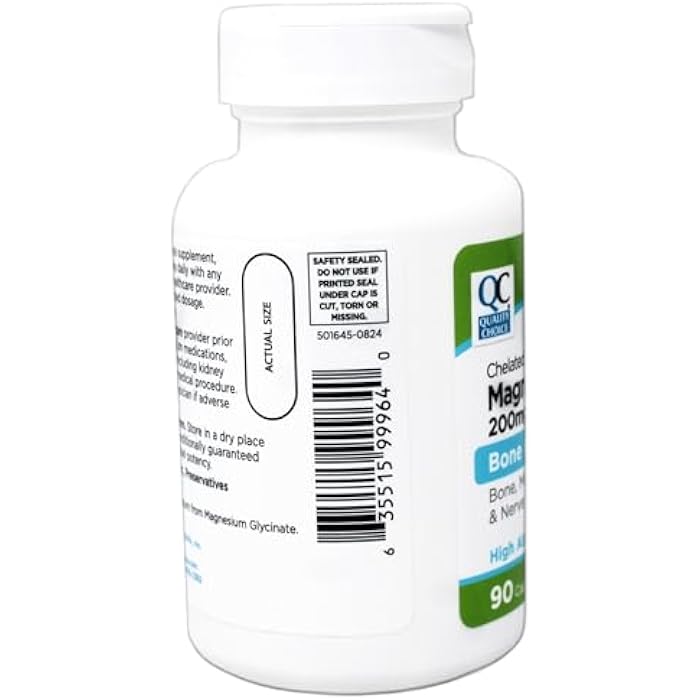 Quality Choice Magnesium Glycinate 200 mg - Bone, Muscle, Heart & Nerve Support, 90 Capsules - Image 5