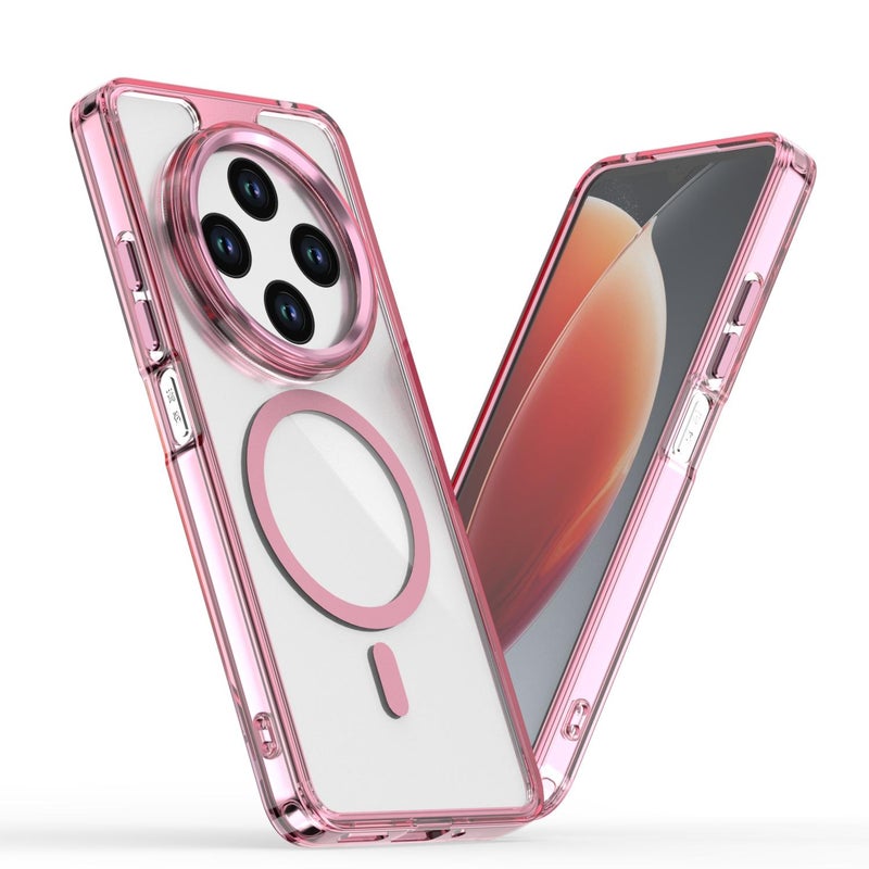 إيروريكس جراب هاتف شفاف مغناطيسي MagSafe لهاتف Redmi 14C 4G (وردي) - Image 1