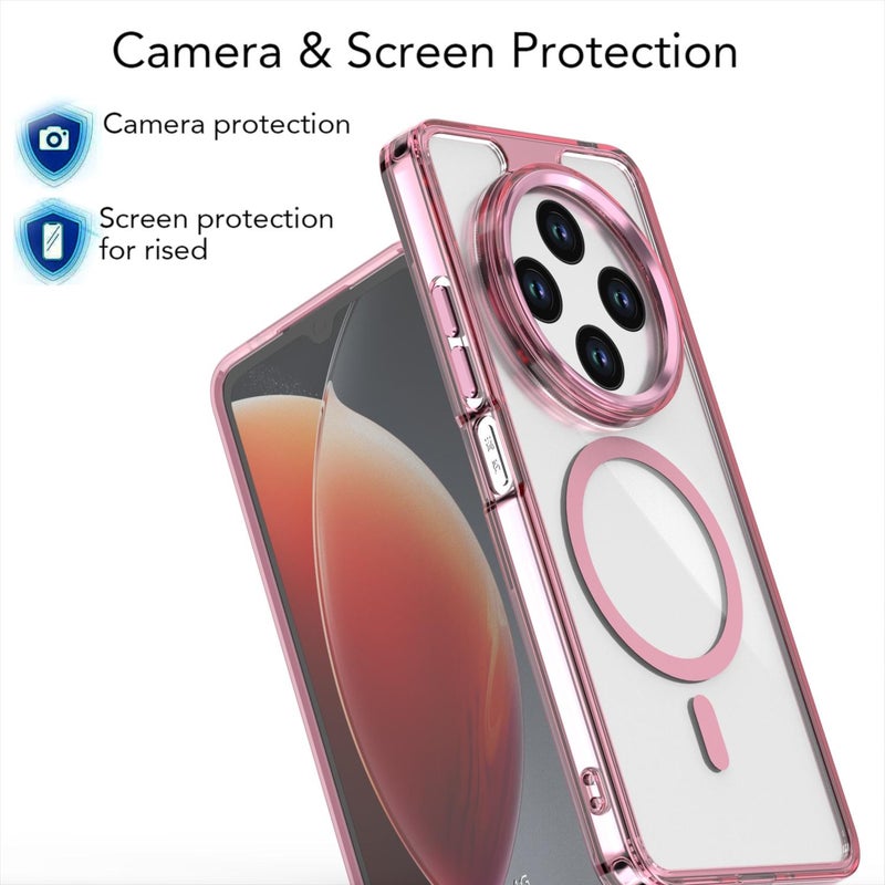 إيروريكس جراب هاتف شفاف مغناطيسي MagSafe لهاتف Redmi 14C 4G (وردي) - Image 3