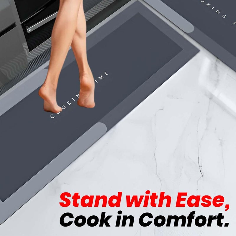 JUPITER ESSENTIALS StandEase NonSlip Kitchen Rugs 2 Piece 40x60 cm 40x120 cm Waterproof Memory Foam Comfort Mats for Kitchen Home Office Sink Laundry Pattern C - Image 3