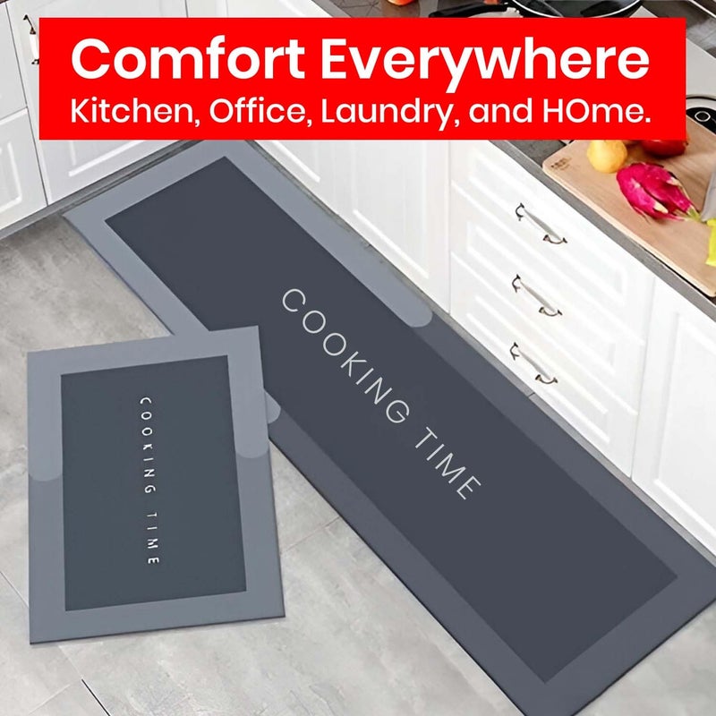 JUPITER ESSENTIALS StandEase NonSlip Kitchen Rugs 2 Piece 40x60 cm 40x120 cm Waterproof Memory Foam Comfort Mats for Kitchen Home Office Sink Laundry Pattern C - Image 4