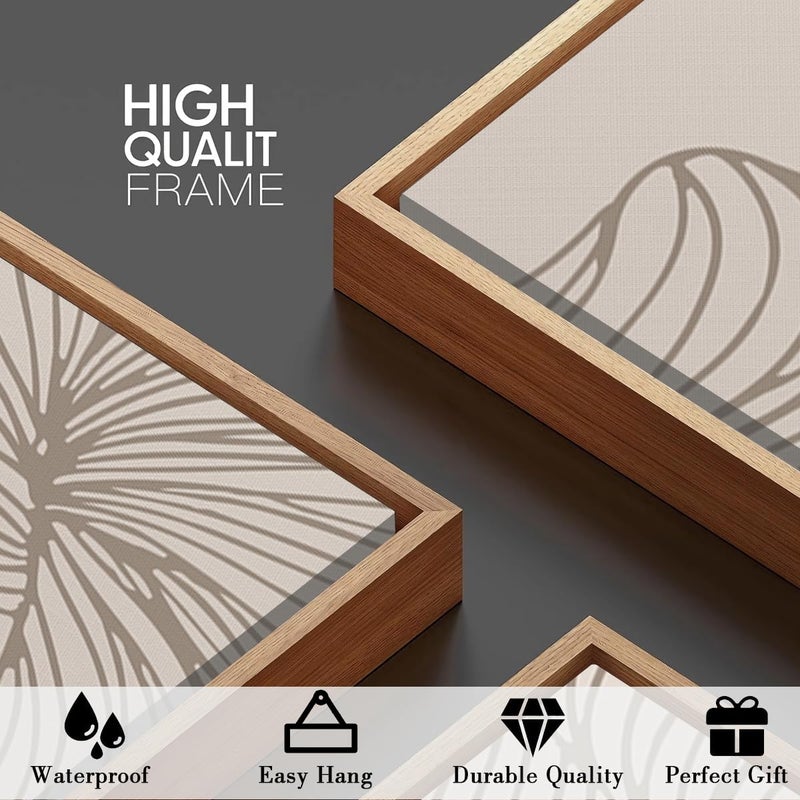BINCUE Framed Neutral Beige Wall Art Modern Abstract Art Decor Minimalist Artwork for Living Room Bedroom Office 16x24 Inches Set of 3 - Image 4