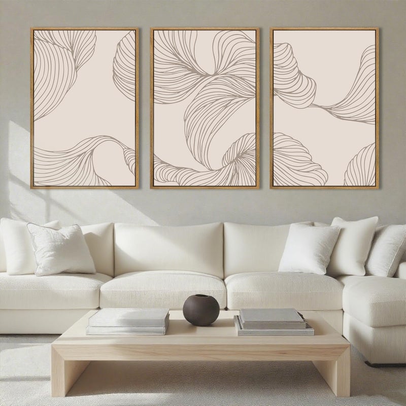 BINCUE Framed Neutral Beige Wall Art Modern Abstract Art Decor Minimalist Artwork for Living Room Bedroom Office 16x24 Inches Set of 3 - Image 3
