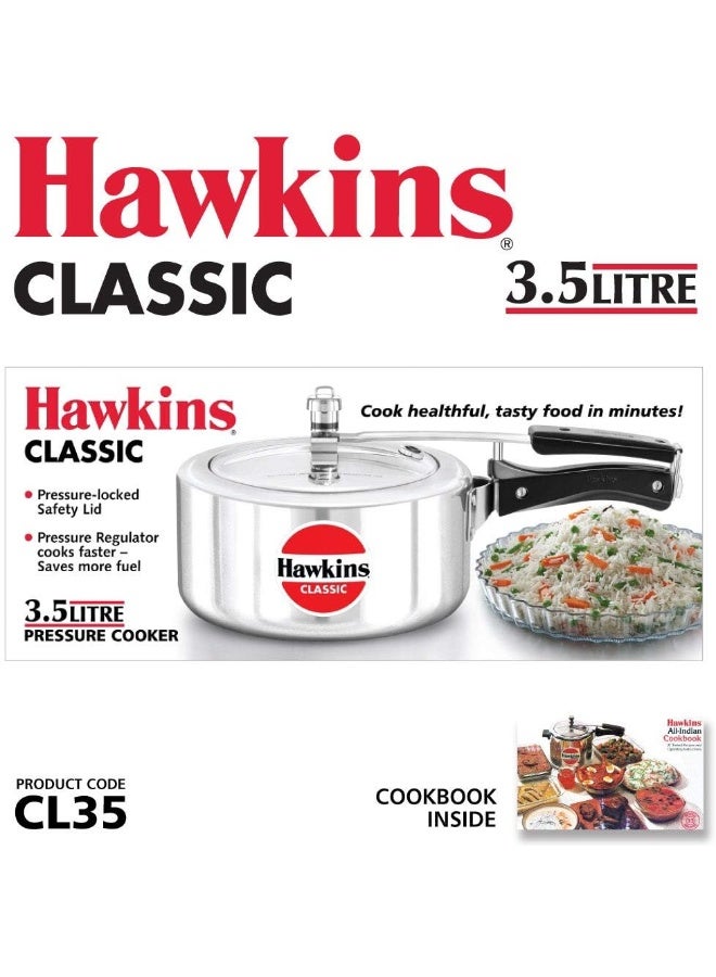 Hawkins 3.5 لترات قدر ضغط كلاسيكي من الألومنيوم بتلميع خارجي مرآة مع غطاء داخلي، قدر بان، أفضل قدر فضي 3.5 لتر فضي  - Image 2