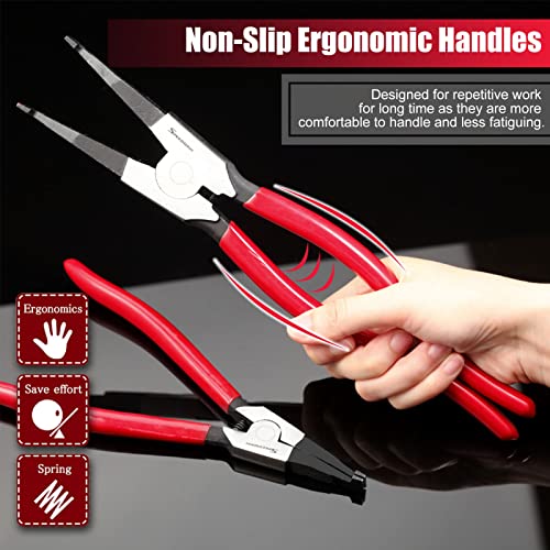 SPEEDWOX 2 Pcs Special Ring Retaining Ring Pliers Set Lock Ring Pliers Flat for Removing Installing Gearshift Locking Rings Angle Tip Circlip Plier Automobile Transmission Clutch Tool Fathers Day Gift - Image 4
