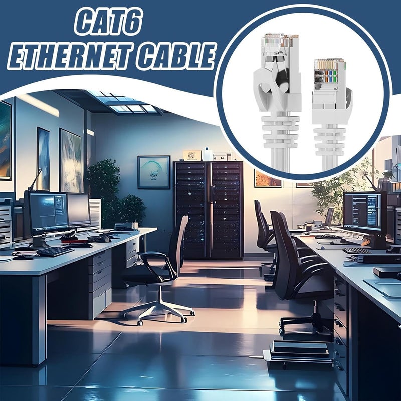 White Cat 6 Ethernet Cable 10ft Shielded LAN Wire 10Gbps Network Cord - Image 5