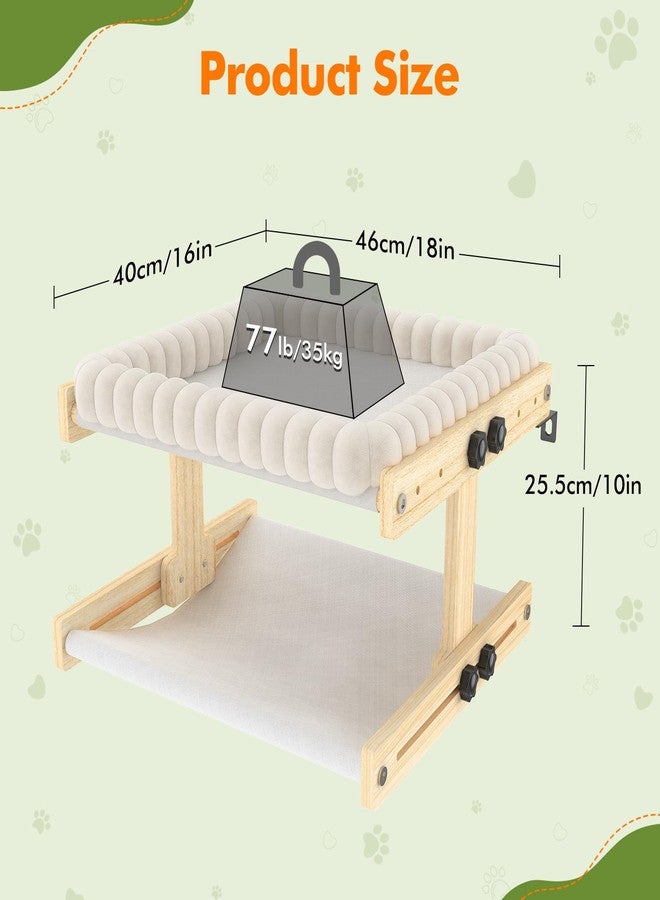 XiaZ Cat Perch for Window XiaZ Cats Hammock Indoor Cat Bed for Window Adjustable Wooden Frame W/Soft Warm Plush-Lined Cushion Perfect for Bird Watching Sunbathing Space-Saving Easy Install Double Layer - Image 4