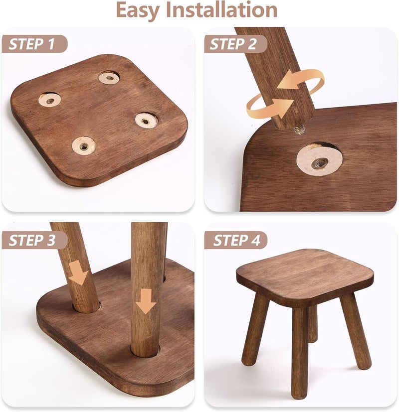 Jurath Wooden Step Stool for Adults Step Stool for Toddlers Plant Stool Small Wooden Stool with Four Detachable and Assembled Legs Nicely Balanced (Classic 9.3inch) - Image 4