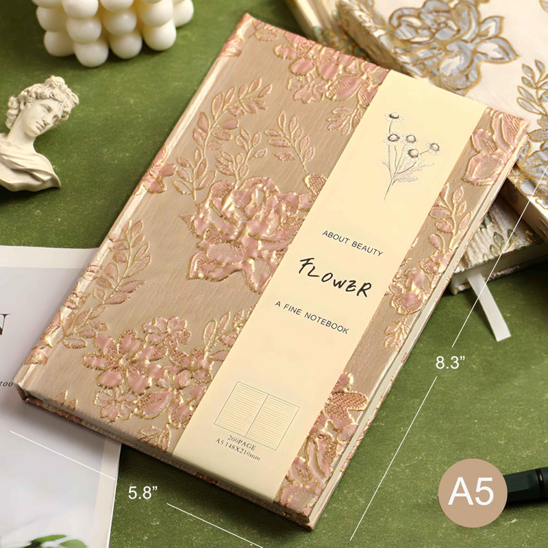 ipoul Hardcover Journal, Flower Notebook, A5, 6x8, Lined Pages, Lay-flat, Beautiful Journal for Women, Journal for Writing, Personal Notebook, Self Care Journal, Plum Blossom, Pink, Wintersweet - Image 4