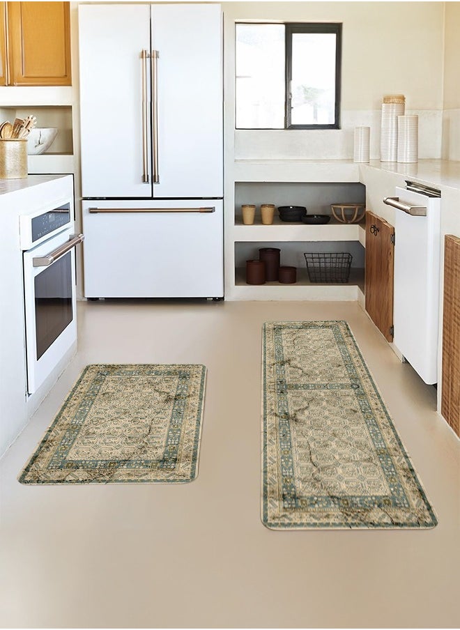 Generic 2 PCS Kitchen Floor Mats Rugs Set, Cushion Floor Carpet, Waterproof, Oil Resistant and Anti-Fatigue PU Standing Mat for Kitchen, Floor, Office, Sink, Laundry 45*75CM+45*120CM  - Image 3