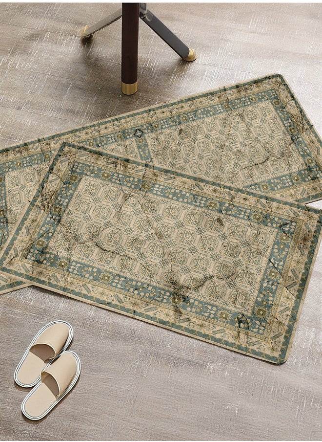 Generic 2 PCS Kitchen Floor Mats Rugs Set, Cushion Floor Carpet, Waterproof, Oil Resistant and Anti-Fatigue PU Standing Mat for Kitchen, Floor, Office, Sink, Laundry 45*75CM+45*120CM  - Image 2