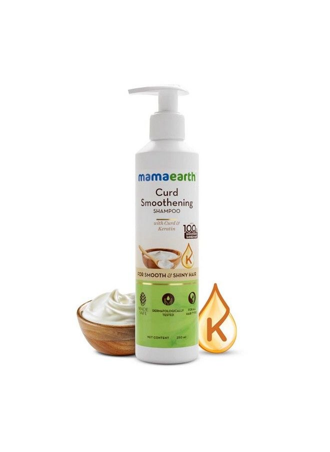 Mamaearth - Curd Smoothening Shampoo For Women And Men; With Curd & Keratin For Smooth & Shiny Hair 250 Ml; Nourishes Dry Hair And Controls Frizz - Image 1