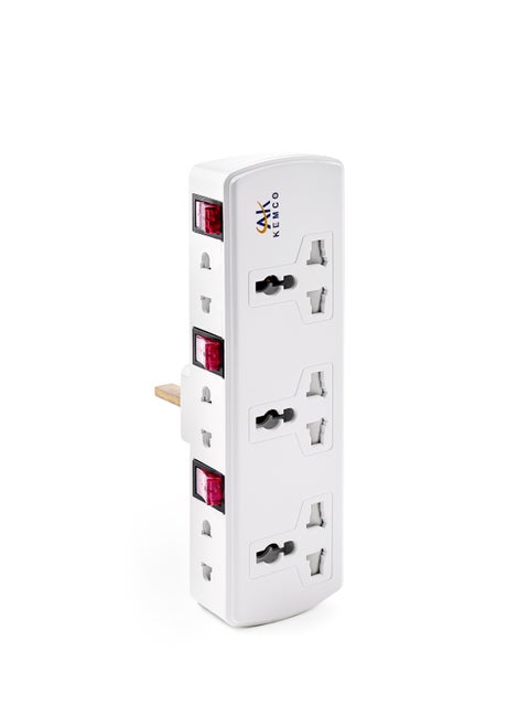 3 Way Universal Multi Adaptor Plug White Wall Multiplug Socket AK-306