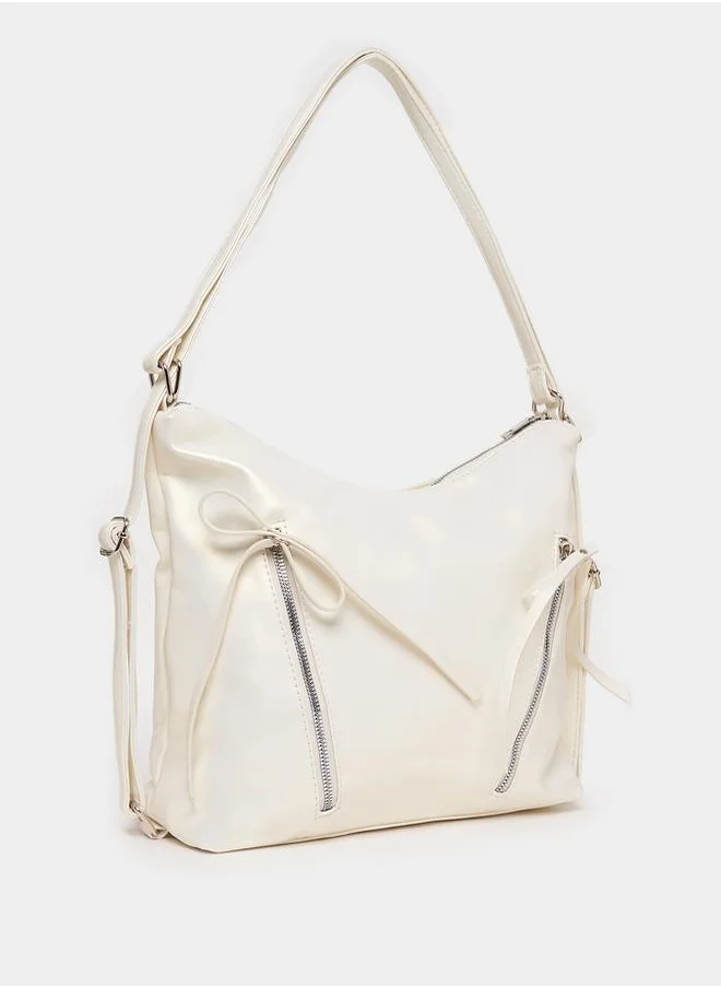 Styli Ribbon Zip Accent Twist Shoulder Bag