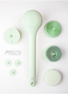 Urjwan Body Cleansing Brush - 3 Replaceable Heads, Ergonomic Handle, Soft Bristles for Gentle Exfoliation, Waterproof, Perfect for Shower & Skincare - Green  - Image 4