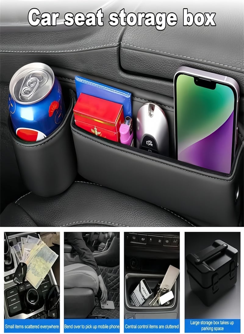 Lee Yon Car Seat Gap Filler, Automotive Seat Leather Storage Box with Cup Holder, Driver Side Seat Gap Organizer Adjustable Front Seat Storage Organize for Phones Glasses Keys Cards, Black， 30 x 20 cm  - Image 4