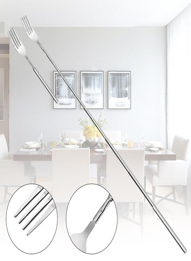 Bilkeru Stainless Steel Extendable Fork 8.7-25.4 Inch Long Extendable Handle Dinner Fruit Dessert Forks for Barbecue, Dinner, Dessert, Fruit (1 Fork) - Image 3