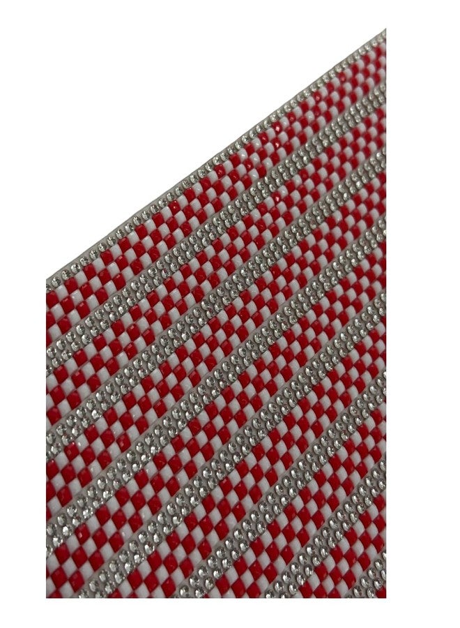ALEVAN Bling Rhinestone Sheet Sticker - 24x40 cm Self-Adhesive Crystal Diamond Sheet, Glitter Gem Stickers for DIY Crafts, Car, Phone, Clothing, Shoes & More (1 Sheet) (Red - White) - Image 5