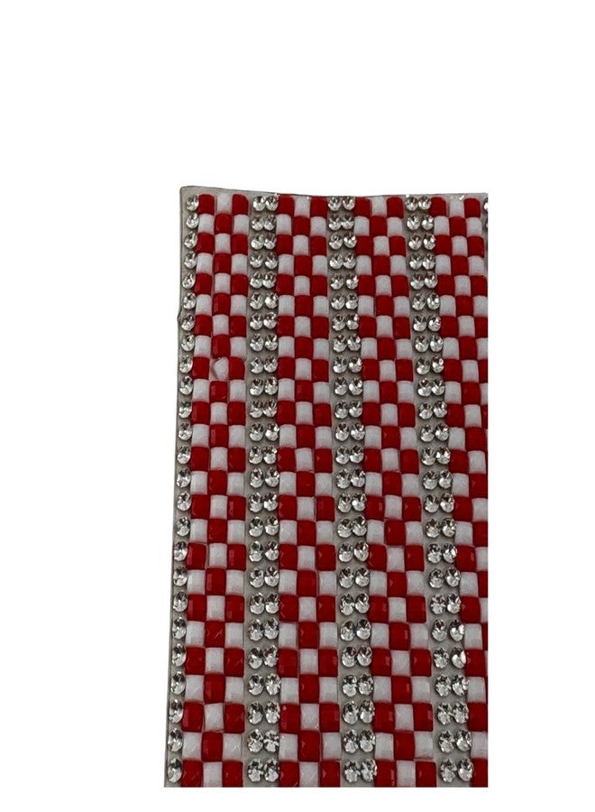 ALEVAN Bling Rhinestone Sheet Sticker - 24x40 cm Self-Adhesive Crystal Diamond Sheet, Glitter Gem Stickers for DIY Crafts, Car, Phone, Clothing, Shoes & More (1 Sheet) (Red - White) - Image 4