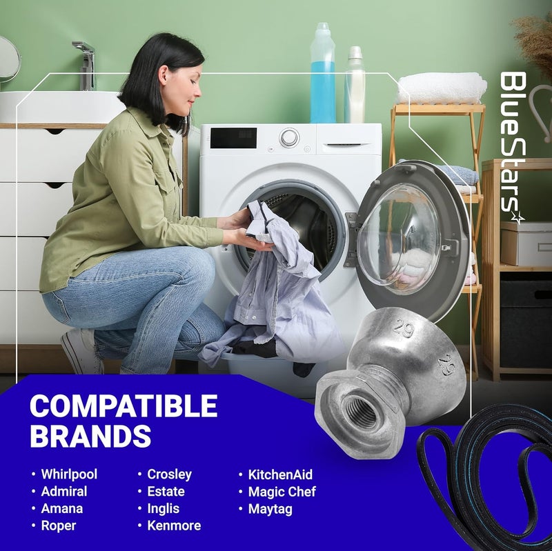 BlueStars 8066184 Dryer Motor Pulley & 341241 Dryer Drum Belt Kit Replacement - Exact Fit for Whirlpool Maytag Kenmore Dryers - Replaces PS11744884 AP2946843 - Image 4